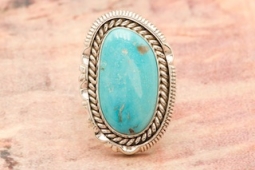 Artie Yellowhorse Genuine Candelaria Turquoise Sterling Silver Ring